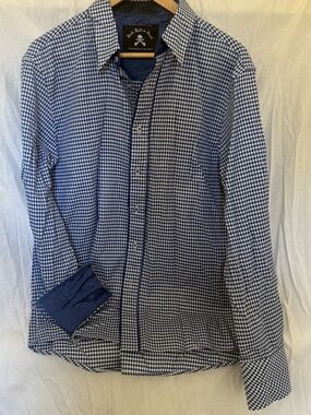 Blue Gingham Button-Down Men's Shirt by Skull Label